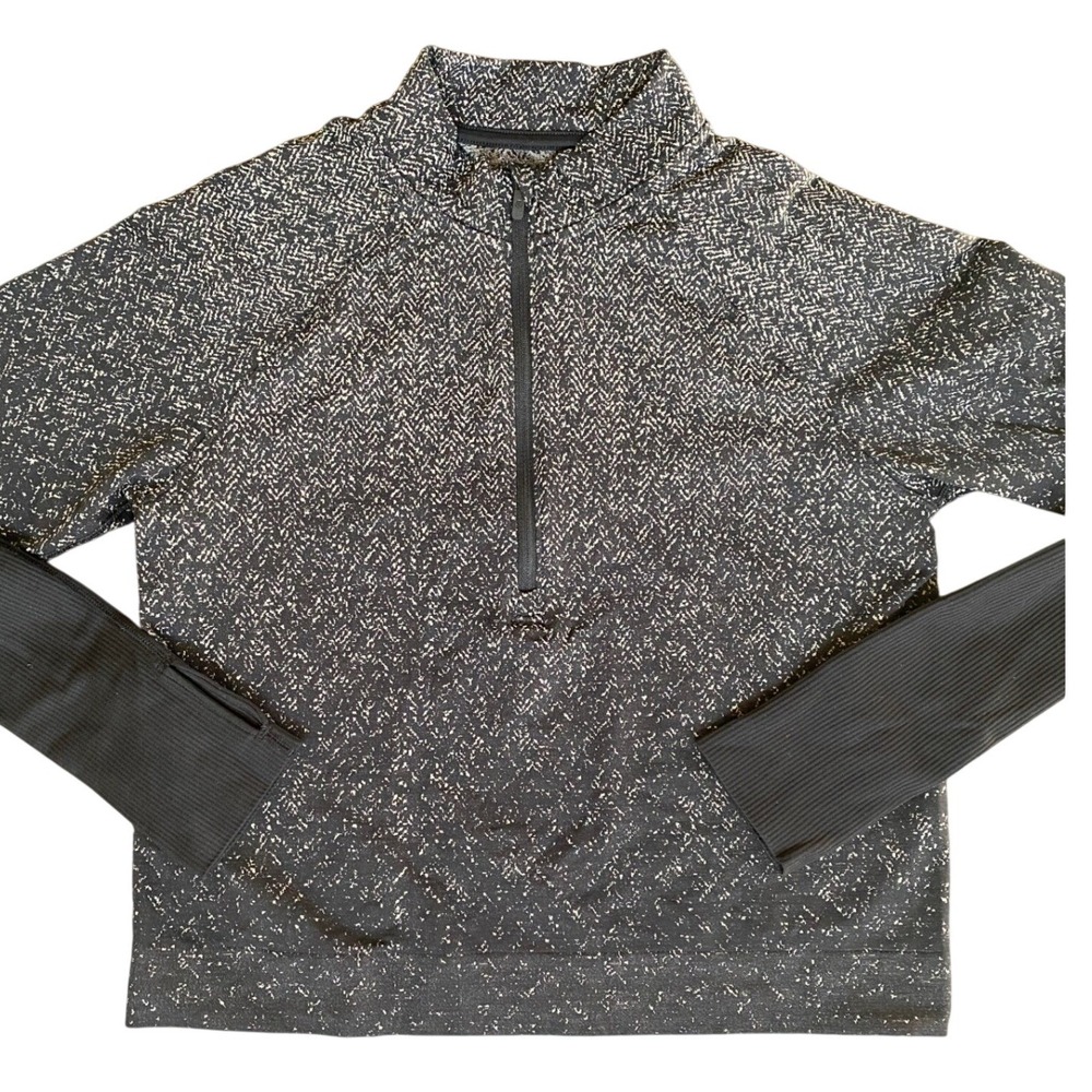 Lululemon Rest Less Half Zip Pullover Herringbone Black White Women Size 8‎ - Picture 4 of 13